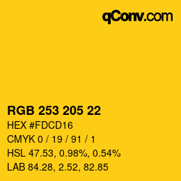 Color code: RGB 253 205 22 | qconv.com