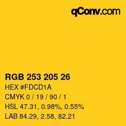 Color code: RGB 253 205 26 | qconv.com