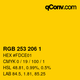 Color code: RGB 253 206 1 | qconv.com