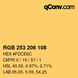 カラーコード: RGB 253 206 108 | qconv.com