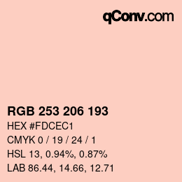 カラーコード: RGB 253 206 193 | qconv.com