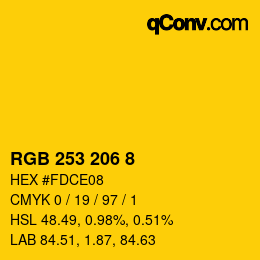 颜色代码: RGB 253 206 8 | qconv.com