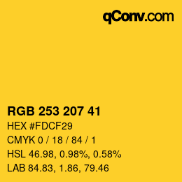 カラーコード: RGB 253 207 41 | qconv.com