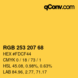 Color code: RGB 253 207 68 | qconv.com