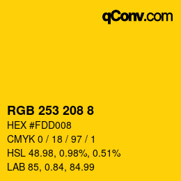 カラーコード: RGB 253 208 8 | qconv.com