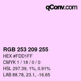 カラーコード: RGB 253 209 255 | qconv.com