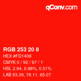 カラーコード: RGB 253 20 8 | qconv.com