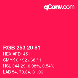 Color code: RGB 253 20 81 | qconv.com