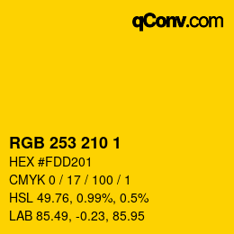 Color code: RGB 253 210 1 | qconv.com