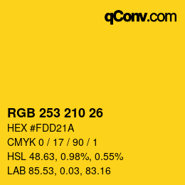 Color code: RGB 253 210 26 | qconv.com