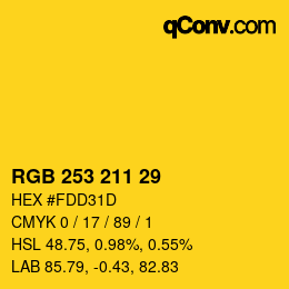 カラーコード: RGB 253 211 29 | qconv.com
