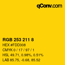 Color code: RGB 253 211 8 | qconv.com