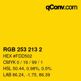 カラーコード: RGB 253 213 2 | qconv.com