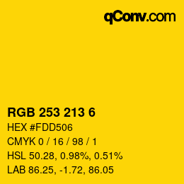 カラーコード: RGB 253 213 6 | qconv.com