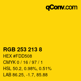 颜色代码: RGB 253 213 8 | qconv.com