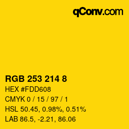 颜色代码: RGB 253 214 8 | qconv.com
