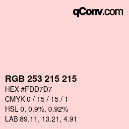 Color code: RGB 253 215 215 | qconv.com