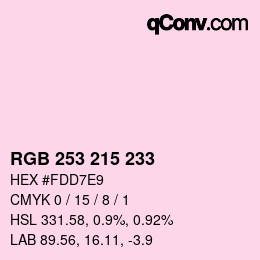 Color code: RGB 253 215 233 | qconv.com