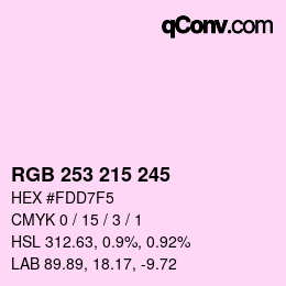 カラーコード: RGB 253 215 245 | qconv.com
