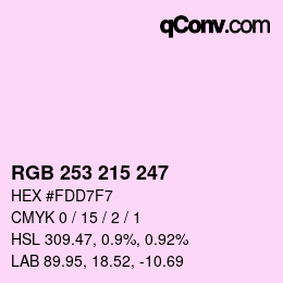 カラーコード: RGB 253 215 247 | qconv.com