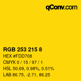 颜色代码: RGB 253 215 8 | qconv.com