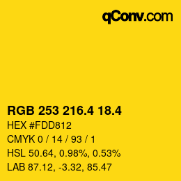 カラーコード: RGB 253 216.4 18.4 | qconv.com