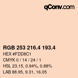 カラーコード: RGB 253 216.4 193.4 | qconv.com
