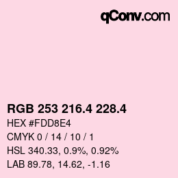 カラーコード: RGB 253 216.4 228.4 | qconv.com