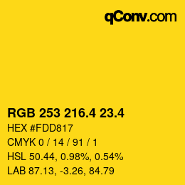 カラーコード: RGB 253 216.4 23.4 | qconv.com