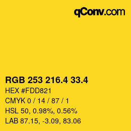 カラーコード: RGB 253 216.4 33.4 | qconv.com