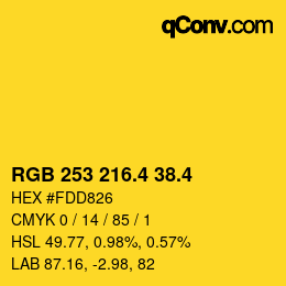カラーコード: RGB 253 216.4 38.4 | qconv.com