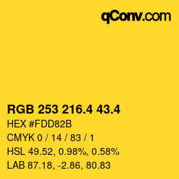 カラーコード: RGB 253 216.4 43.4 | qconv.com