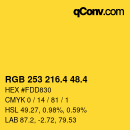 カラーコード: RGB 253 216.4 48.4 | qconv.com