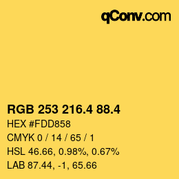カラーコード: RGB 253 216.4 88.4 | qconv.com