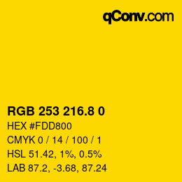 カラーコード: RGB 253 216.8 0 | qconv.com