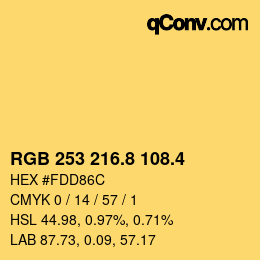カラーコード: RGB 253 216.8 108.4 | qconv.com