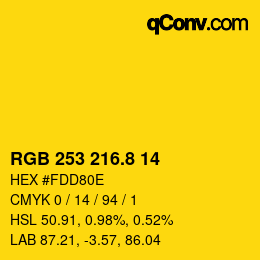カラーコード: RGB 253 216.8 14 | qconv.com