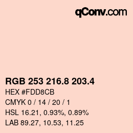カラーコード: RGB 253 216.8 203.4 | qconv.com