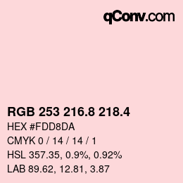 カラーコード: RGB 253 216.8 218.4 | qconv.com