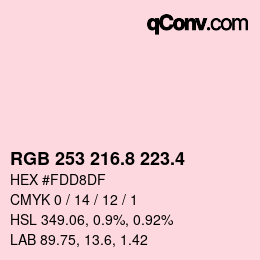 カラーコード: RGB 253 216.8 223.4 | qconv.com