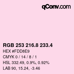 カラーコード: RGB 253 216.8 233.4 | qconv.com