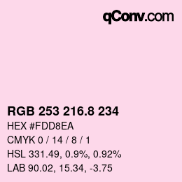 カラーコード: RGB 253 216.8 234 | qconv.com