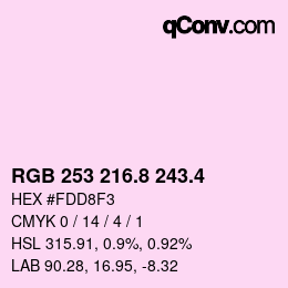 カラーコード: RGB 253 216.8 243.4 | qconv.com