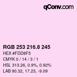 カラーコード: RGB 253 216.8 245 | qconv.com
