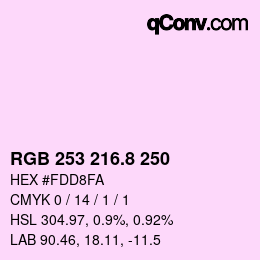 カラーコード: RGB 253 216.8 250 | qconv.com