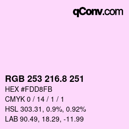 カラーコード: RGB 253 216.8 251 | qconv.com