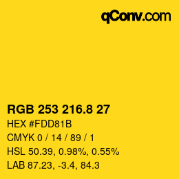 カラーコード: RGB 253 216.8 27 | qconv.com