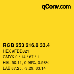 カラーコード: RGB 253 216.8 33.4 | qconv.com