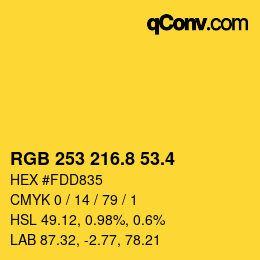 カラーコード: RGB 253 216.8 53.4 | qconv.com