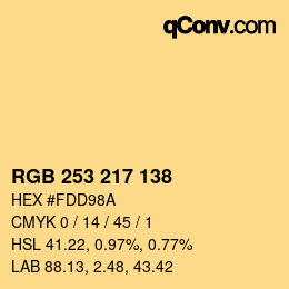 カラーコード: RGB 253 217 138 | qconv.com